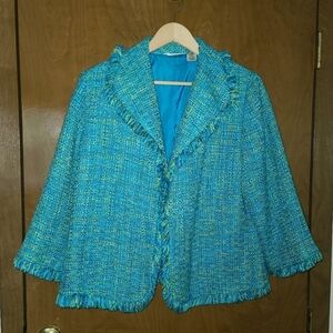 Laura Ashley Textured Woven Turquoise & Yellow Size Large